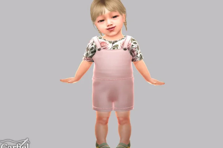 Infant - Floral tee and short overall summer set