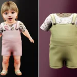 Infant - Floral tee and short overall summer set