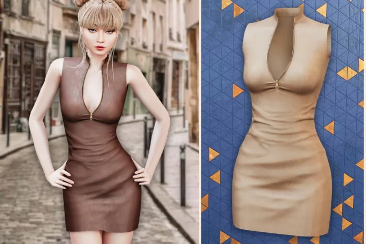 Midnight zip leather dress