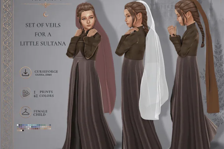 Set of Veils for a Little Sultana medieval clothing