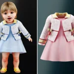Infant - Dress and patterned jacket set with side ties