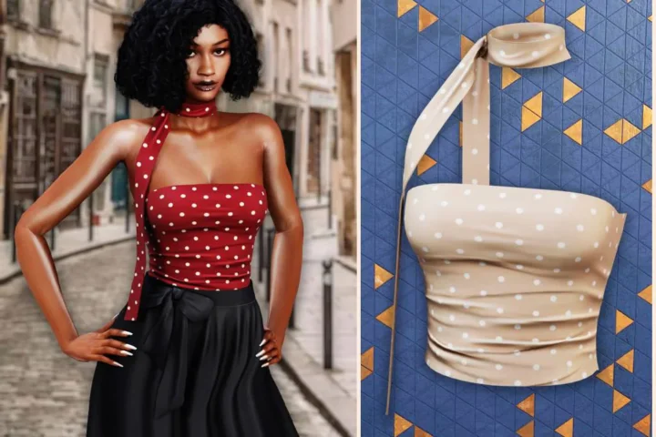 Sweetheart polka tube top