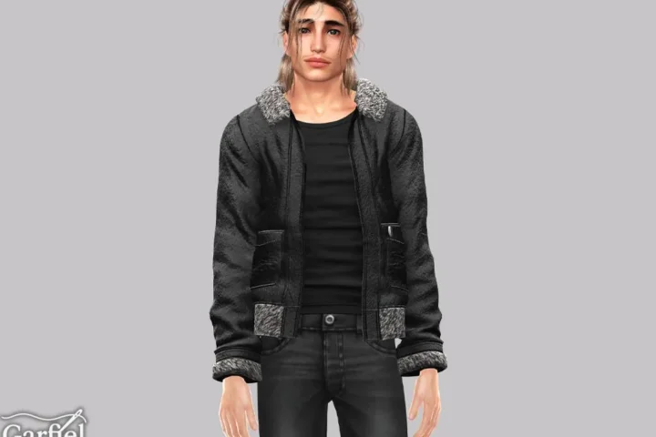 Adult - Shearling collar jacket with rugged layered styling