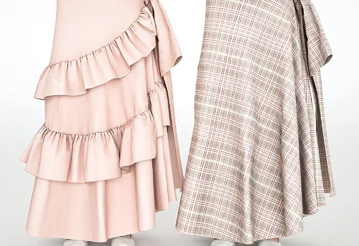 Long Ruffled Cotton Poplin Skirt