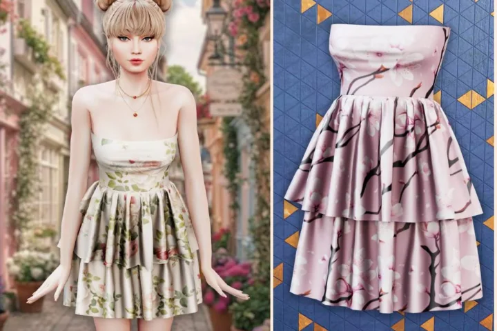 Blossom tiered mini dress