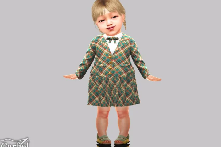 Infant - Charming plaid blazer outfit with bow and skirt