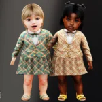 Infant - Charming plaid blazer outfit with bow and skirt
