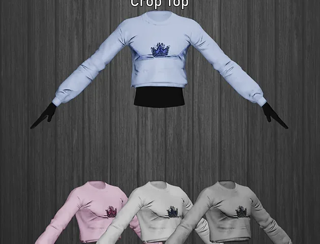 Gusclewear - Oversized Long Sleeve Crop Top