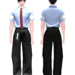 [finistudio]Double-layered faux two-piece shirt set
