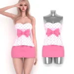 [finistudio]Dot-patterned plunging-neck dress