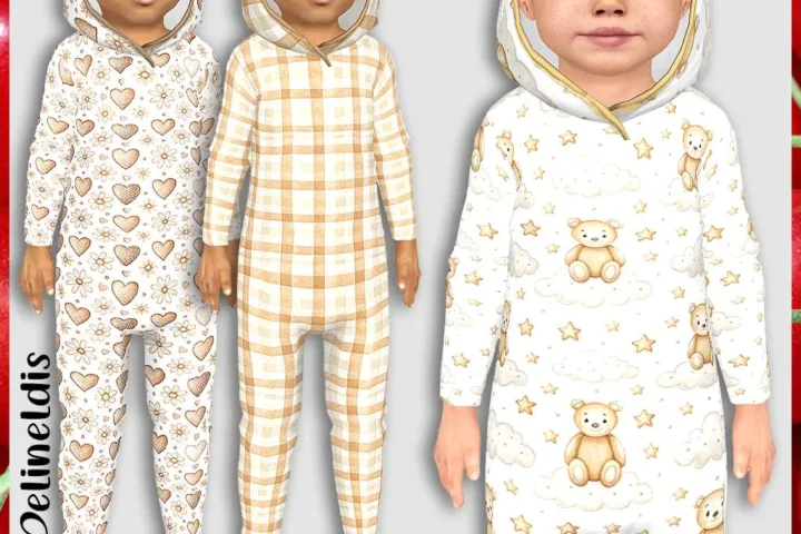 Toddler Soft Beige Hooded Pajamas