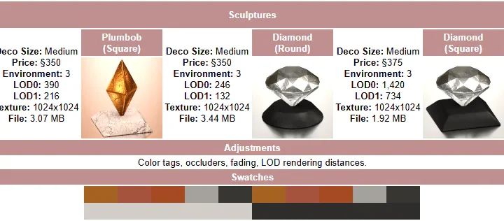 Plumbob and Diamond Sculptures