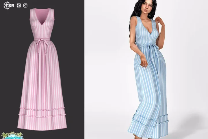 Georgina Striped Belted Maxi Dress talarian