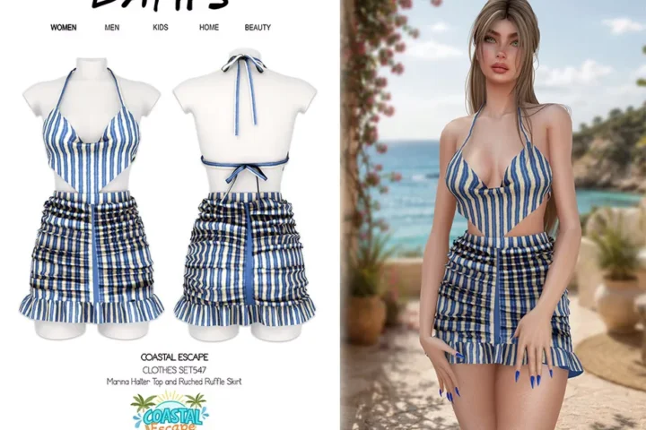 Coastal Escape - Marina Halter Top and Ruched Ruffle Skirt