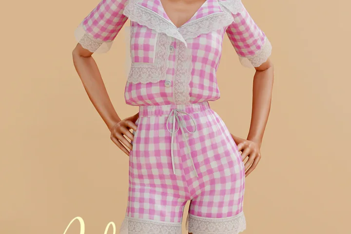 Adrian Gingham Ruffle Set