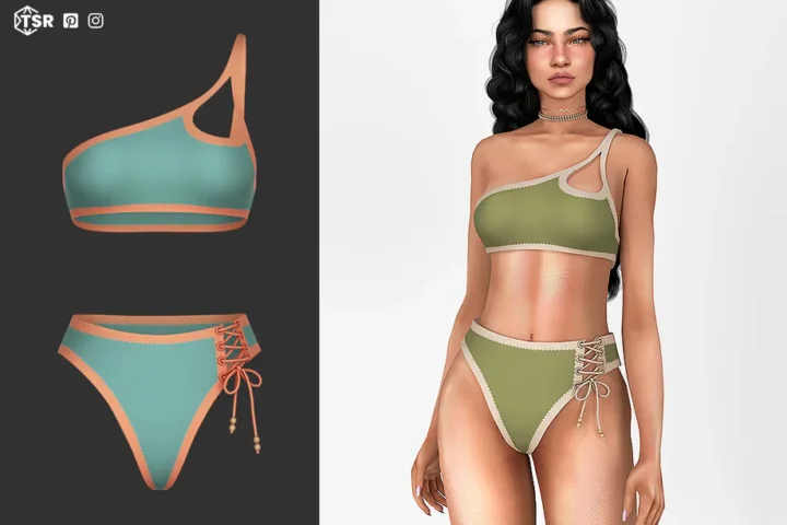 Купальник для симочек "Aliza Asymmetrical Lace Up Bikini"