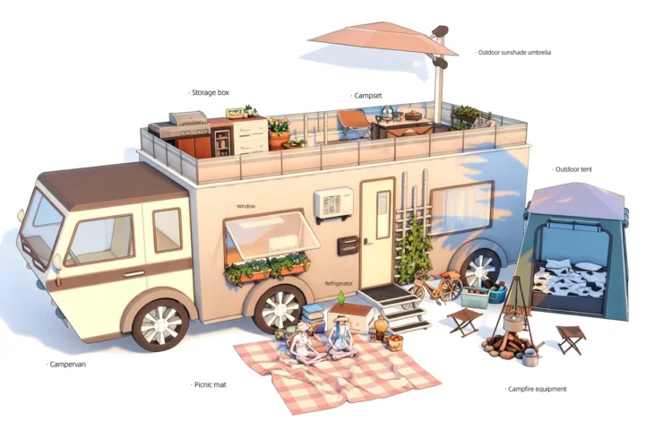 Outdoor caravan combination