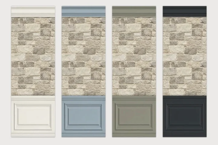 Sims4Luxury - Modern Heritage Stratton Stone Wallpapers Wainscoting