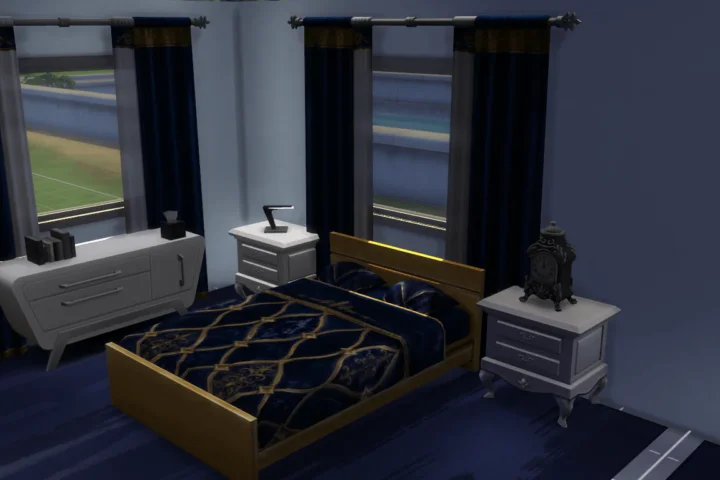 Royal Blue Gold Curtains Base Game