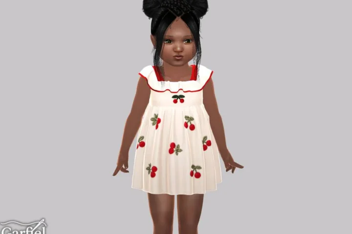 Toddler - Sweet cherry sundress with ruffle neckline detail