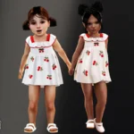Toddler - Sweet cherry sundress with ruffle neckline detail