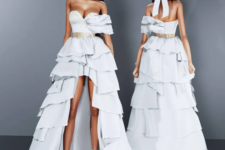 Strapless Tiered Ruffle Wedding Gown