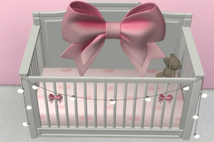 Bow crib with string lights