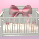 Bow crib with string lights