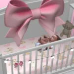 Bow crib with string lights