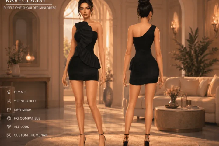 NOIR RUFFLE MINI DRESS