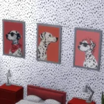 Dalmatian paintings, in all colors, wearing sunglasses and scarves