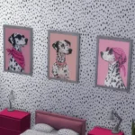 Dalmatian paintings, in all colors, wearing sunglasses and scarves
