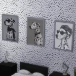 Dalmatian paintings, in all colors, wearing sunglasses and scarves