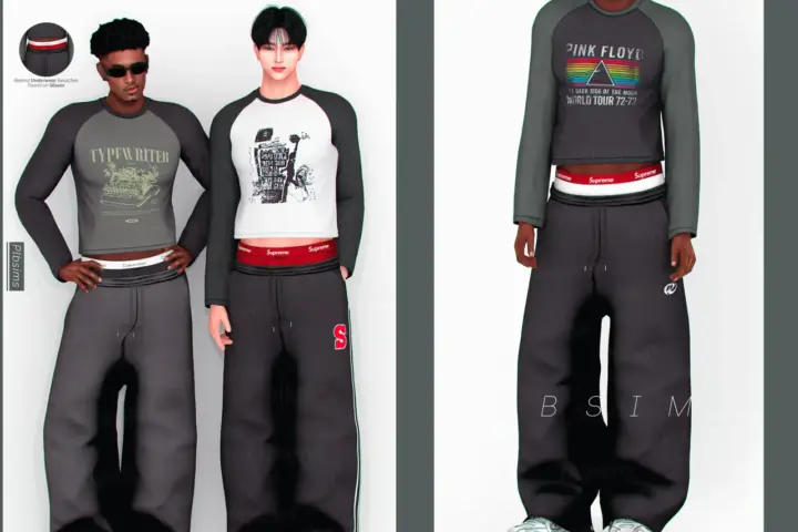 Redred Raglan Long Sleeve T-Shirt & Sweatpants + Underwear Swatches