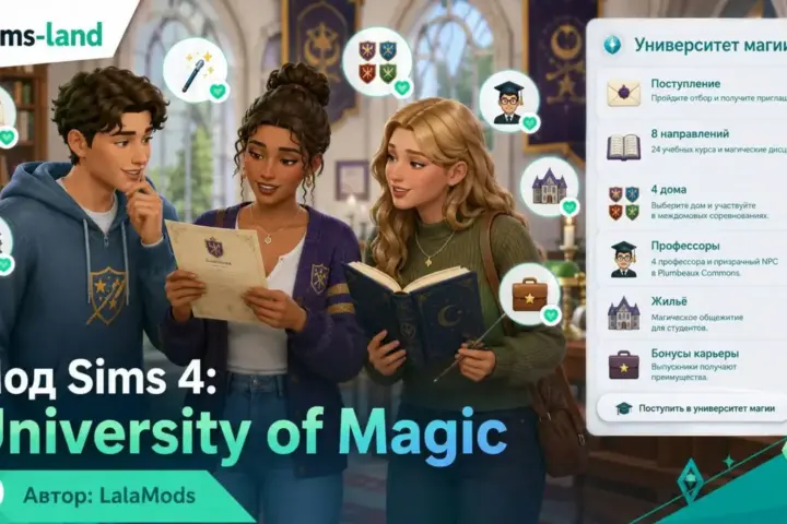 Мод Sims 4 «Университет магии – третий ВУЗ в игре» от Lala