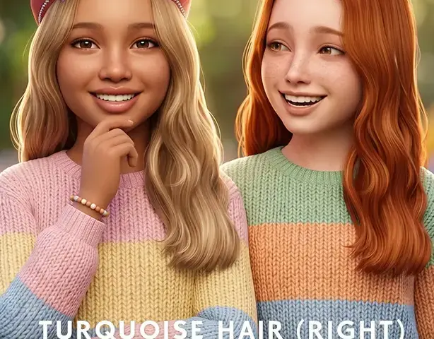 Прическа - Turquoise Hair Right - NO BANGS - KIDS