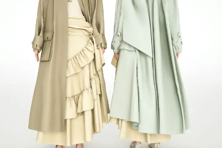 Ruched Cotton Poplin Trench Coat