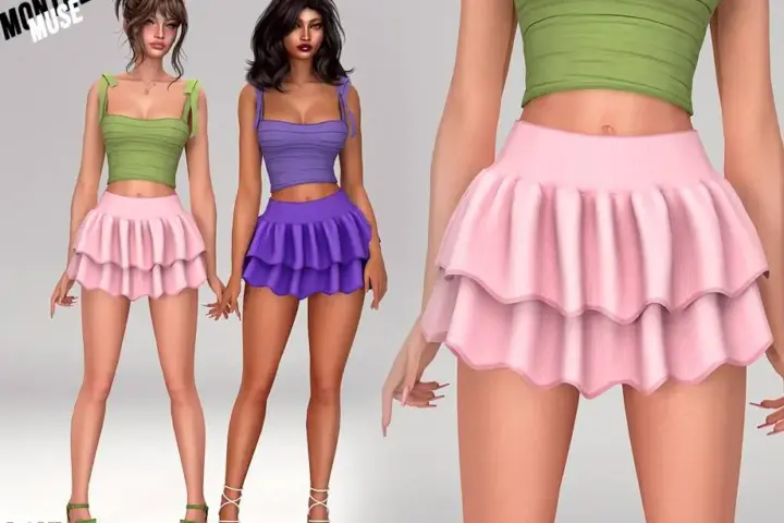 Layla - Tie-Shoulder Top & Tiered Ruffle Skirt (sweet sorbet set)