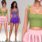 Layla - Tie-Shoulder Top & Tiered Ruffle Skirt (sweet sorbet set)