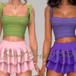 Layla - Tie-Shoulder Top & Tiered Ruffle Skirt (sweet sorbet set)