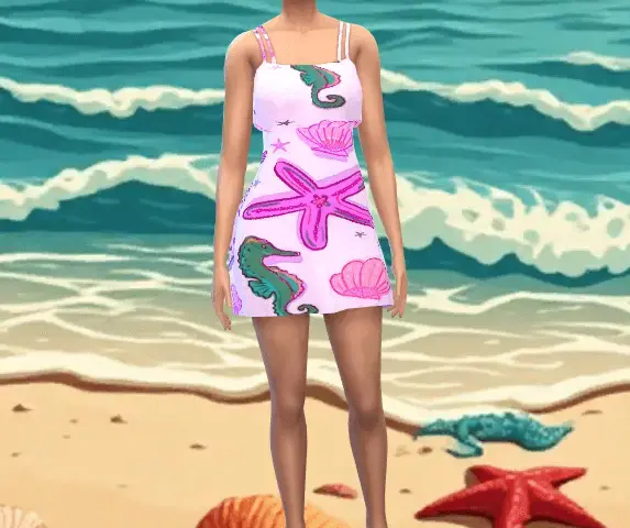Dress with a beach pattern