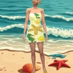 Dress with a beach pattern