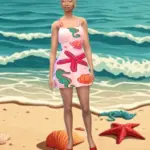 Dress with a beach pattern