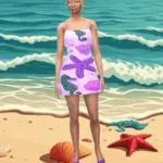 Dress with a beach pattern