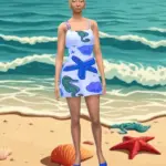 Dress with a beach pattern