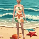Dress with a beach pattern