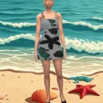 Dress with a beach pattern