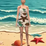 Dress with a beach pattern