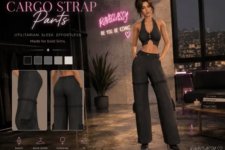 Cargo Strap Wide-Leg Pants