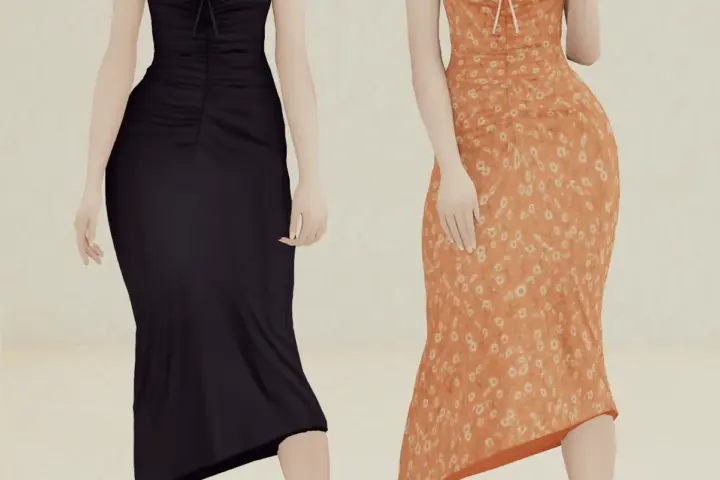 Valerie Ruched Tie-Front Midi Dress